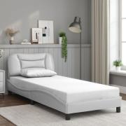 vidaXL Sängram med huvudgavel vit 90x200 cm konstläder