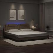 vidaXL Sängram med LED-belysning cappuccino 200x200 cm konstläder