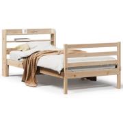 vidaXL Sängram med huvudgavel 90x200 cm massiv furu