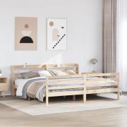vidaXL Sängram med huvudgavel 200x200 cm massiv furu