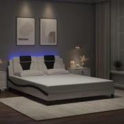 vidaXL Sängram med LED-belysning vit och svart 160x200 cm konstläder