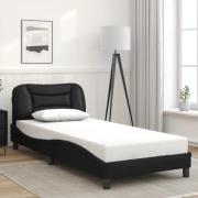 vidaXL Sängram med huvudgavel svart 90x190 cm konstläder