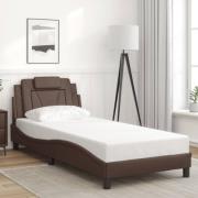 vidaXL Sängram med huvudgavel brun 90x190 cm konstläder