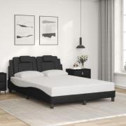 vidaXL Sängram med huvudgavel svart 140x190 cm konstläder