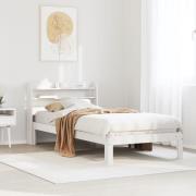 vidaXL Sängram med huvudgavel utan madrass vit 100x200 cm