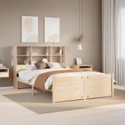 vidaXL Säng med bokhylla utan madrass 150x200cm massiv furu
