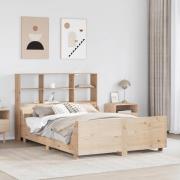 vidaXL Säng med bokhylla utan madrass 135x190 cm massiv trä