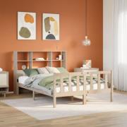 vidaXL Säng med bokhylla utan madrass 160x200cm massiv furu