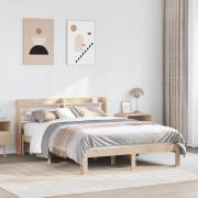 vidaXL Sängram med huvudgavel 120x200 cm massiv furu