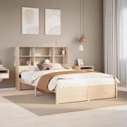 vidaXL Säng med bokhylla utan madrass 150x200cm massiv furu