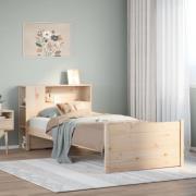 vidaXL Säng med bokhylla utan madrass 90x200cm massiv furu