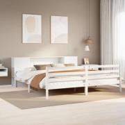 vidaXL Säng med bokhylla utan madrass vit 180x200cm massiv furu