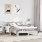 vidaXL Sängram med huvudgavel utan madrass vit 140x200 cm