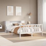 vidaXL Säng med bokhylla utan madrass vit 140x200cm massiv furu