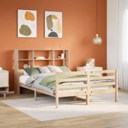vidaXL Säng med bokhylla utan madrass 120x200 cm massiv furu
