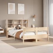 vidaXL Säng med bokhylla utan madrass 140x190cm massiv furu