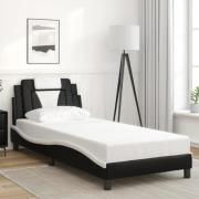 vidaXL Sängram med huvudgavel svart och vit 80x200 cm konstläder