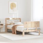 vidaXL Sängram med huvudgavel 75x190 cm massivt furu