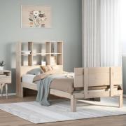 vidaXL Säng med bokhylla utan madrass 100x200cm massiv furu