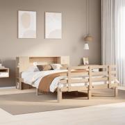 vidaXL Säng med bokhylla utan madrass 140x190cm massiv furu