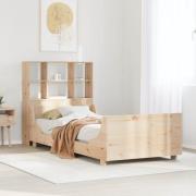 vidaXL Säng med bokhylla utan madrass 100x200 cm massiv trä