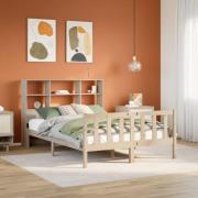 vidaXL Säng med bokhylla utan madrass 135x190cm massiv furu