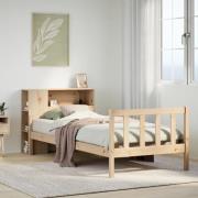 vidaXL Säng med bokhylla utan madrass 100x200cm massiv furu