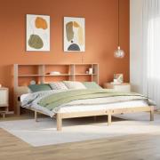 vidaXL Säng med bokhylla utan madrass 200x200cm massiv furu