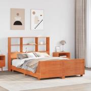 vidaXL Sängram utan madrass vaxbrun 160x200 cm massiv furu