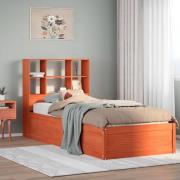 vidaXL Sängram utan madrass vaxad brun 90x190 cm massiv furu