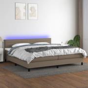 vidaXL Ramsäng med madrass & LED taupe 200x200 cm tyg
