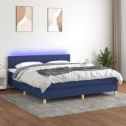 vidaXL Ramsäng med madrass & LED blå 160x200 cm tyg
