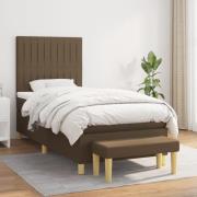 vidaXL Ramsäng med madrass mörkbrun 90x200 cm tyg