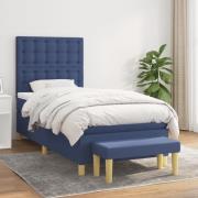 vidaXL Ramsäng med madrass blå 80x200 cm tyg