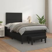 vidaXL Ramsäng med madrass svart 120x200 cm konstläder