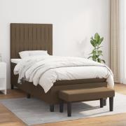 vidaXL Ramsäng med madrass mörkbrun 90x200 cm tyg