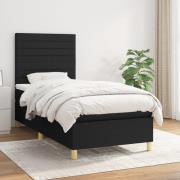 vidaXL Ramsäng med madrass svart 90x200 cm tyg