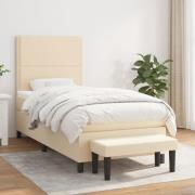 vidaXL Ramsäng med madrass gräddvit 90x200 cm tyg
