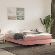 vidaXL Ramsäng med madrass rosa 140x190 cm sammet