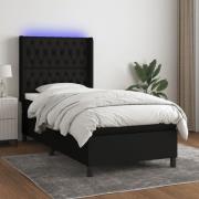 vidaXL Ramsäng med madrass & LED svart 90x190 cm tyg