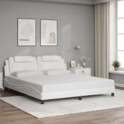 vidaXL Sängram med huvudgavel vit 180x200 cm konstläder