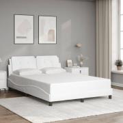 vidaXL Sängram med huvudgavel vit 140x200 cm konstläder