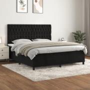 vidaXL Ramsäng med madrass svart 180x200 cm sammet
