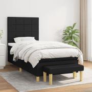 vidaXL Ramsäng med madrass svart 80x200 cm tyg