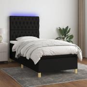 vidaXL Ramsäng med madrass & LED svart 80x200 cm tyg