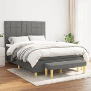 vidaXL Ramsäng med madrass mörkgrå 140x200 cm tyg