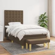 vidaXL Ramsäng med madrass mörkbrun 90x200 cm tyg