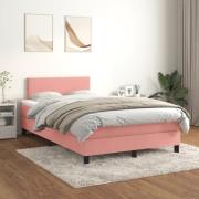vidaXL Ramsäng med madrass rosa 120x200 cm sammet