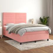 vidaXL Ramsäng med madrass rosa 140x190 cm sammet