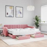 vidaXL Dagbädd utdragbar med lådor rosa 80x200 cm sammet